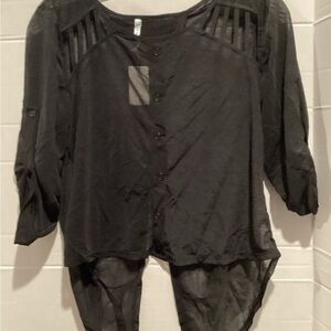 Ladies Reckless Heart Black Sheer Blouse Size Medium